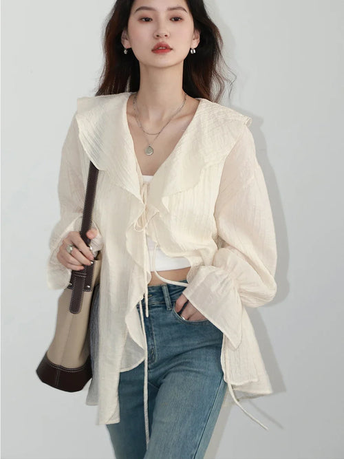 Celestial Comfort Women’s Ruffled Edge Shirt - Celestial Comfort Clothing