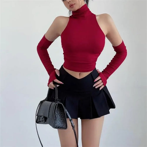 Celestial Comfort Turtleneck Crop Top - Oversleeve, Slim Fit Streetwear Tee - Celestial Comfort Clothing
