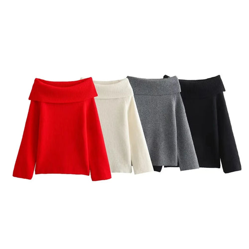 Celestial Comfort Women's Off-Shoulder Knitted Sweater - Celestial Comfort Clothing