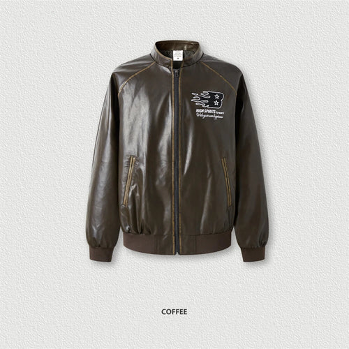 Obsidian Phoenix Unisex Luxury Vintage PU Leather Motorcycle Jacket