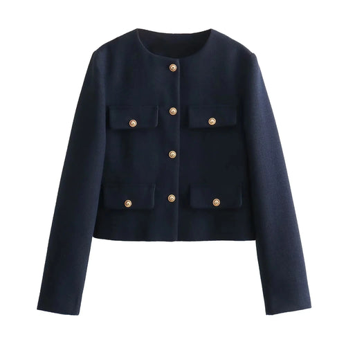 Obsidian Phoenix Women's Luxury Cropped Jacket - Elegant Button-Up Short Coat