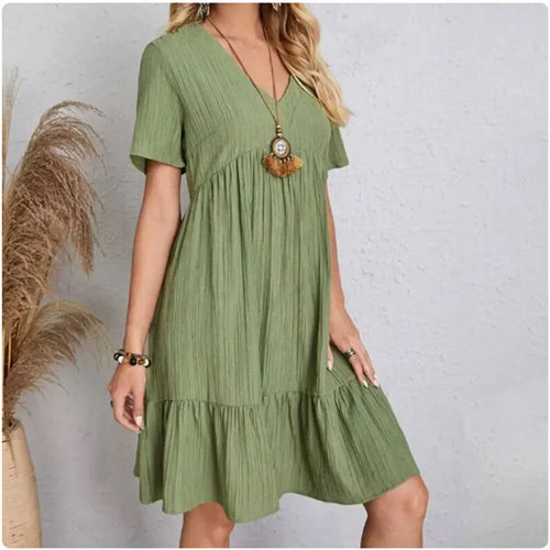 Celestial Comfort Women’s Peplum V-Neck Dress - Celestial Comfort Clothing