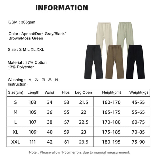 Obsidian Phoenix Unisex Luxury Loose Straight Pants - 365gsm Solid Drawstring Trousers