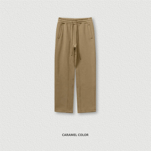 Obsidian Phoenix Luxury 345gsm Fleece Straight Pants - Unisex Loose-Fit Solid Sport Trousers