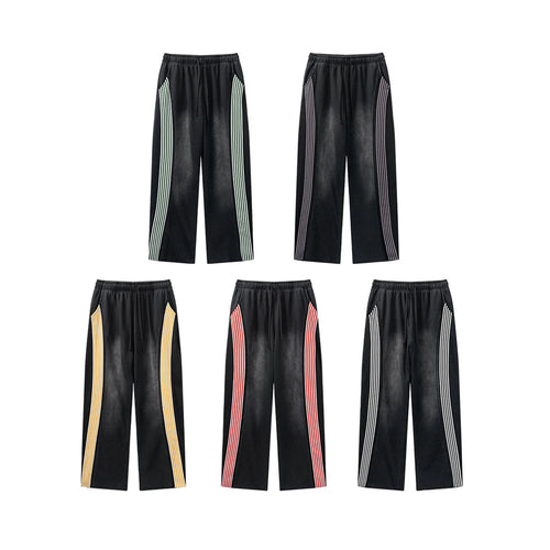 Obsidian Phoenix Unisex Luxury Ribbon Straight Pants - 350gsm 100% Cotton Loose-Fit Sport Trousers
