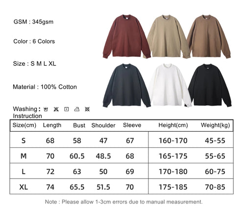 Obsidian Phoenix Unisex Luxury Heavyweight Cotton T-Shirt - 345gsm Loose-Fit Long-Sleeve High-Neck Solid Tee