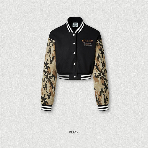 Obsidian Phoenix Heavyweight Luxury Women’s Short Baseball Jacket