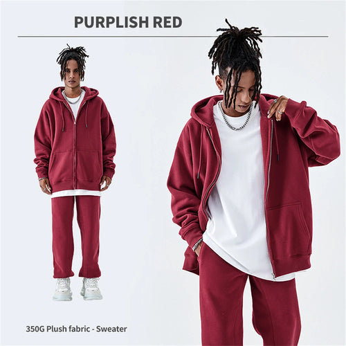 Obsidian Phoenix Luxury 350gsm Fleece Sweatpants and Zipper Hoodie Set