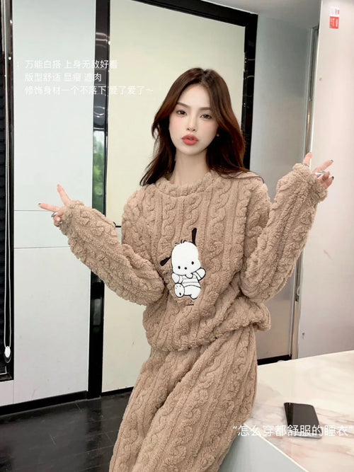 Celestial Comfort Women’s Thickened Coral Velvet Pajama Set - Celestial Comfort Clothing