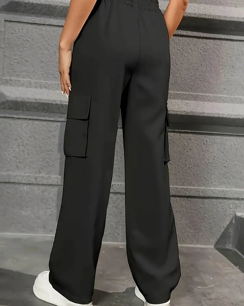 Celestial Comfort Women's High-Waist Wide-Leg Casual Cargo Pants - Celestial Comfort Clothing