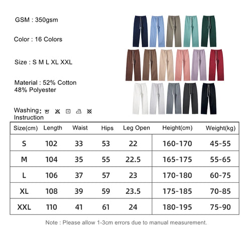 Obsidian Phoenix Luxury 350gsm Fleece Pants - Unisex Loose-Fit Soft Sport Straight Trousers