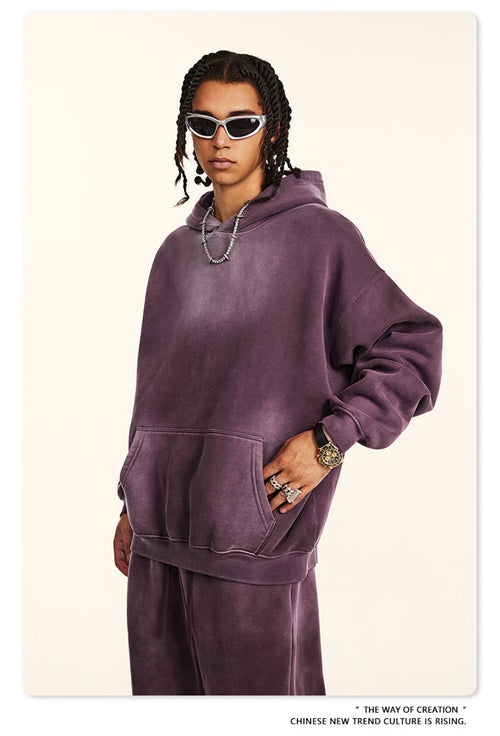 Obsidian Phoenix Unisex Luxury Monkey Washed Fleece Hoodie - 332gsm Warm Knitted Hooded Pullover