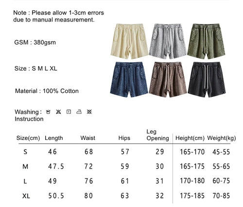 Obsidian Phoenix Unisex Luxury Batik Washed Shorts - 380gsm Heavyweight High Street Loose-Fit Shorts