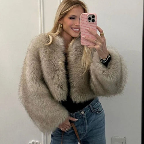 Obsidian Phoenix Women's Luxury Gradient Faux Fur Cropped Coat