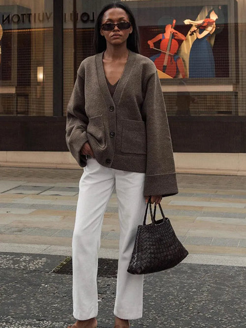 Celestial Comfort Women's V-Neck Pocket Cardigan - Celestial Comfort Clothing