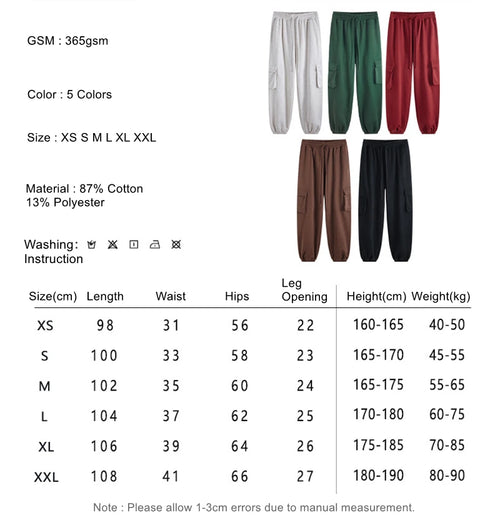 Obsidian Phoenix Unisex Luxury Fleece Cargo Pants - 365gsm Loose-Fit Warm Joggers