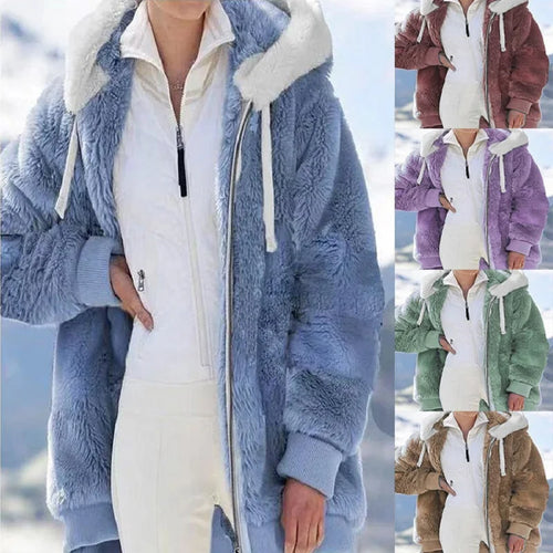 Obsidian Phoenix Women's Luxury Plush Hooded Jacket - Loose Zipper Design