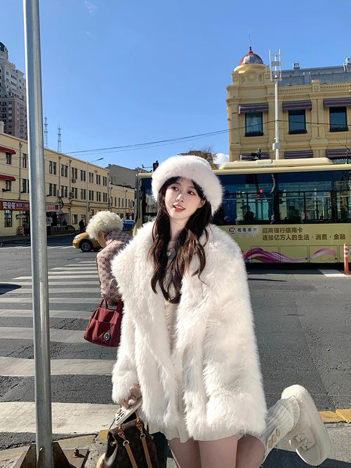 Obsidian Phoenix Women's Luxury Oversized Faux Fox Fur Coat