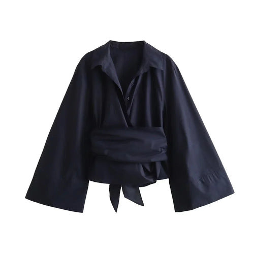 Celestial Comfort Double-Breasted Poplin Shirt - Polo Neck with Bow Tie - Celestial Comfort Clothing
