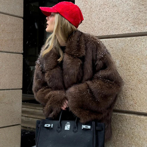 Obsidian Phoenix Women's Oversized Gradient Faux Fox Fur Coat
