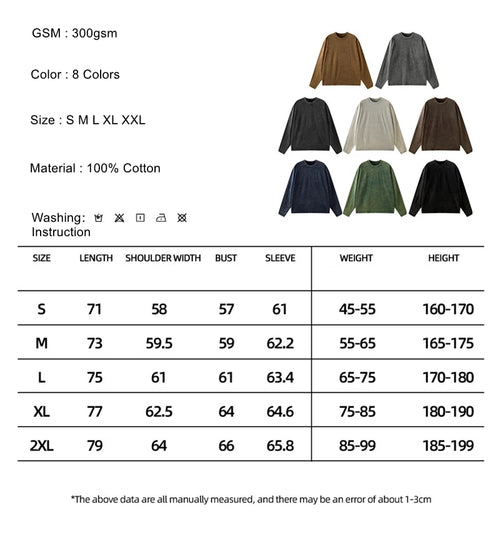 Obsidian Phoenix Unisex Luxury Retro Long-Sleeve T-Shirt - 300gsm Washed Cotton Oversized O-Neck Tee