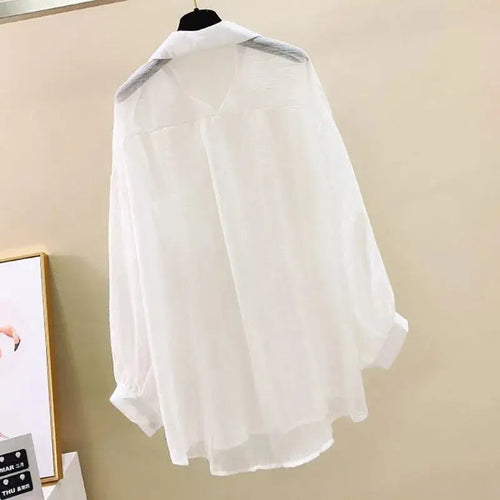 Celestial Comfort Sheer Chiffon Sunscreen Shirt - Lightweight, Loose-Fit Summer Cardigan, Elegant Korean Harajuku Style Blouse - Celestial Comfort Clothing