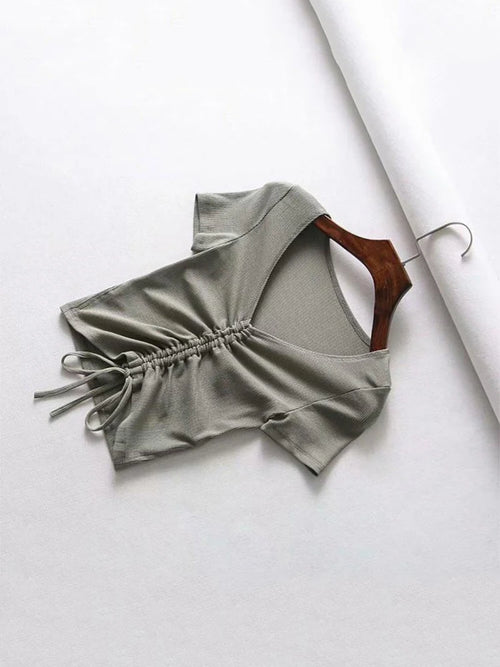 Celestial Comfort V-Neck Ribbed Crop Top - Celestial Comfort Clothing