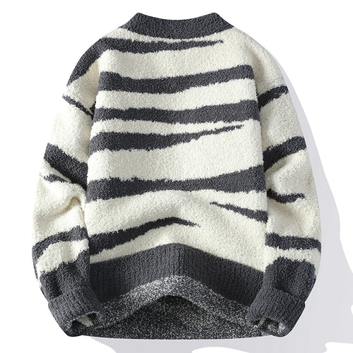 Obsidian Phoenix Luxury Knit Sweater - High-End Thick Warm Men’s Fashion Style Korean Harajuku Jumper