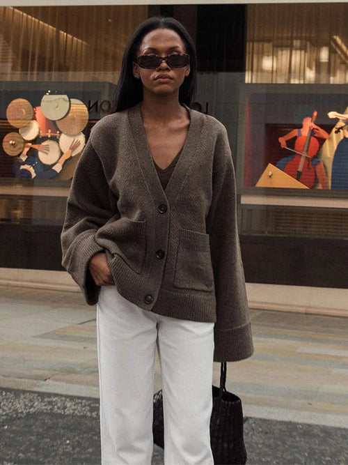 Celestial Comfort Women's V-Neck Pocket Cardigan - Celestial Comfort Clothing