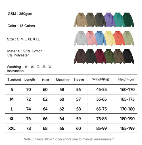 Obsidian Phoenix Luxury 350gsm Fleece Hoodie - Unisex Loose-Fit Solid Warm Pullover Sweatshirt in 18 Colors