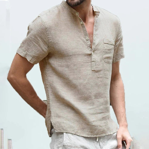 Celestial Comfort Men’s Cotton-Linen Short Sleeve T-Shirt – Breathable & Lightweight Essential - Celestial Comfort Clothing