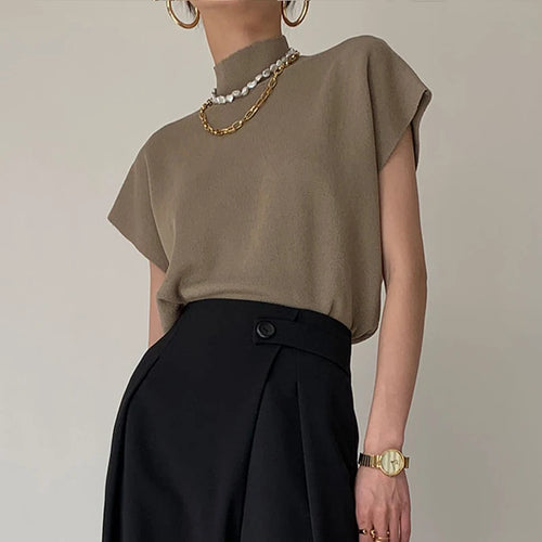 Celestial Comfort Women's Short Sleeve Turtleneck Knit Pullover - Celestial Comfort Clothing