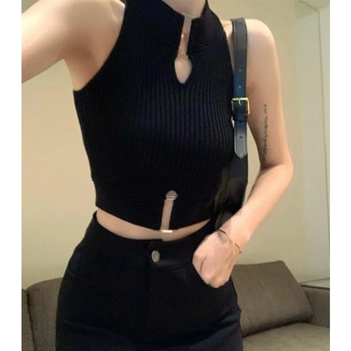Obsidian Phoenix Women's Luxury Sleeveless Hollow Knit Top