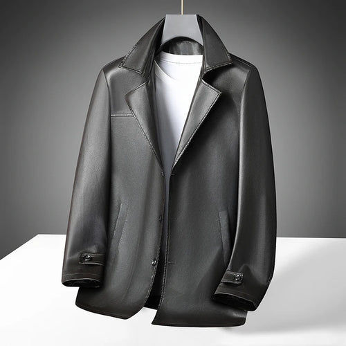 Obsidian Phoenix Luxury Business Casual Leather Blazer - High-End Loose-Fit Men’s Jacket in Sizes Up to 8XL