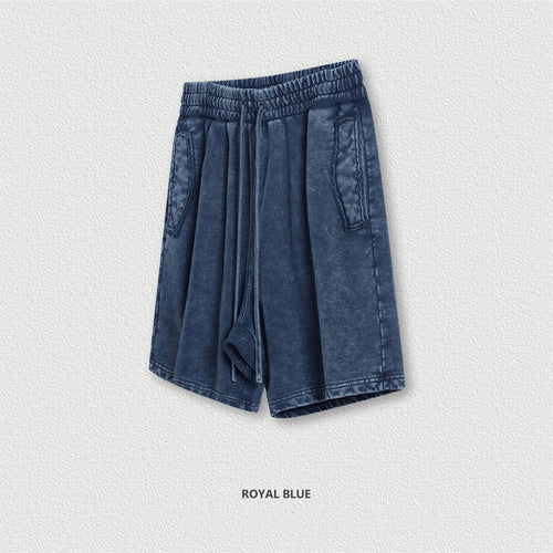 Obsidian Phoenix Unisex Luxury Batik Washed Shorts - 380gsm Heavyweight High Street Loose-Fit Shorts