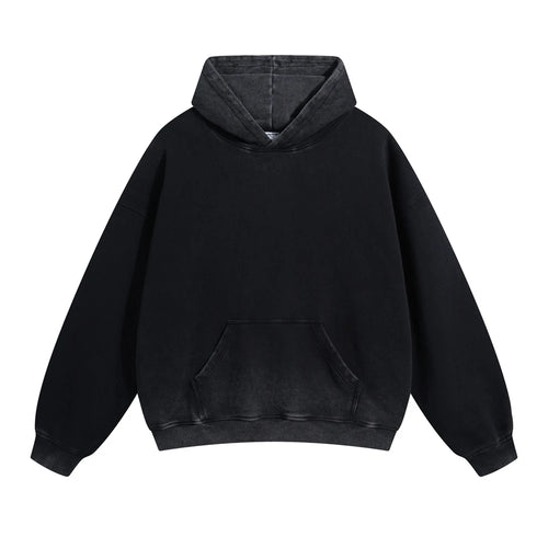 Obsidian Phoenix Unisex Luxury Heavyweight Washed Cotton Hoodie - 430gsm Solid High Street Hooded Pullover