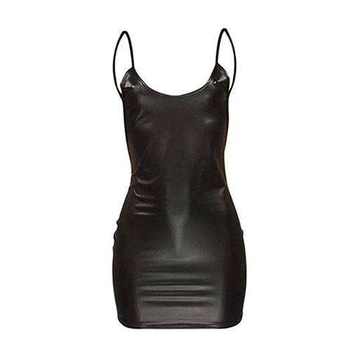 Celestial Comfort Black Faux Leather Mini Dress - Celestial Comfort Clothing