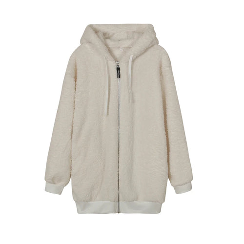 Obsidian Phoenix Women's Luxury Plush Hooded Jacket - Loose Zipper Design