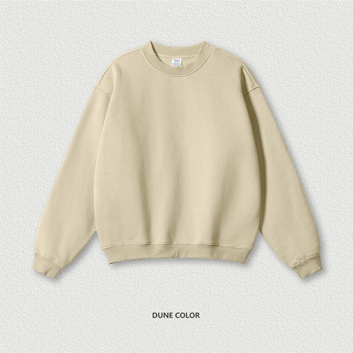 Obsidian Phoenix Unisex Luxury Fleece Sweatshirt - 345gsm Solid Loose-Fit Warm O-Neck Pullover