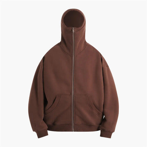 Obsidian Phoenix Unisex Luxury Fleece Zipper Hoodie - 360gsm Retro Loose-Fit Warm Ninja Hooded Pullover