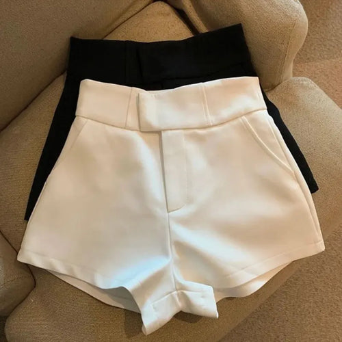 Celestial Comfort High-Waisted A-Line Shorts - Black Slim Fit, Harajuku-Inspired Hot Girl Casual Wear - Celestial Comfort Clothing