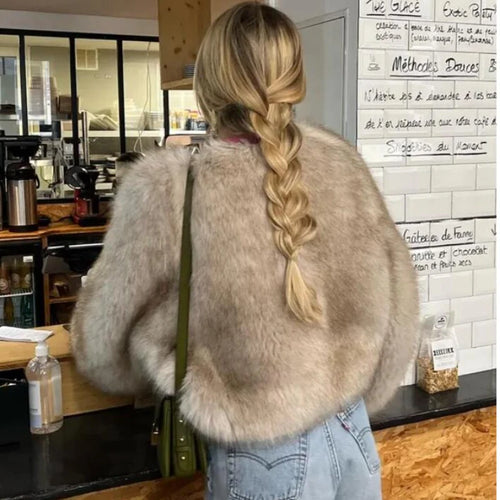 Obsidian Phoenix Women's Luxury Gradient Faux Fur Cropped Coat