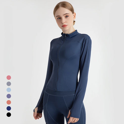 Celestial Comfort Slim Fit Women’s Tracksuit Jacket – Long Sleeve Yoga Top with Thumb Holes - Celestial Comfort Clothing
