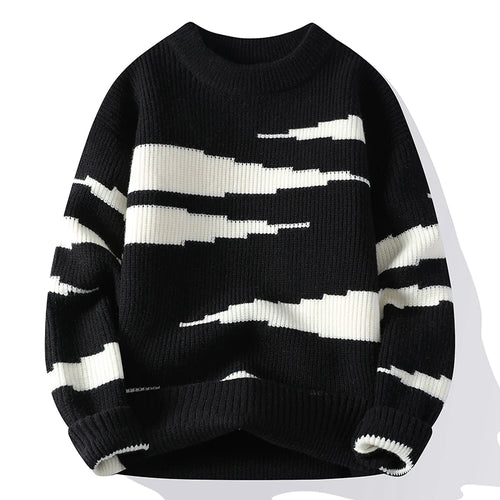 Obsidian Phoenix Luxury Printed Knit Sweater - High-End Thick Warm Men’s Fashion Pullover Jumper