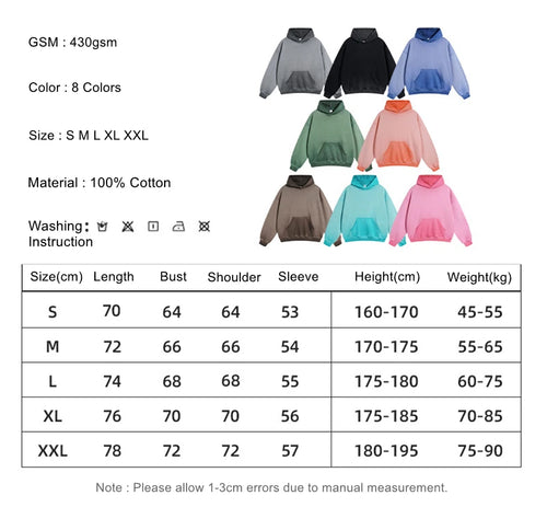 Obsidian Phoenix Unisex Luxury Heavyweight Washed Cotton Hoodie - 430gsm Solid High Street Hooded Pullover