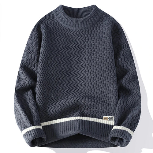 Obsidian Phoenix Luxury Casual Knit Sweater - High-Quality Long Sleeve Slim Fit Pullover for Men