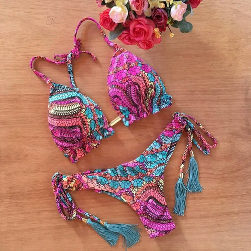Obsidian Phoenix Women's Luxury Floral Print Bikini Set