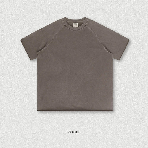 Obsidian Phoenix Unisex Luxury Washed Cotton T-Shirt - 275gsm Retro Oversized Raglan Sleeve Loose-Edge Tee