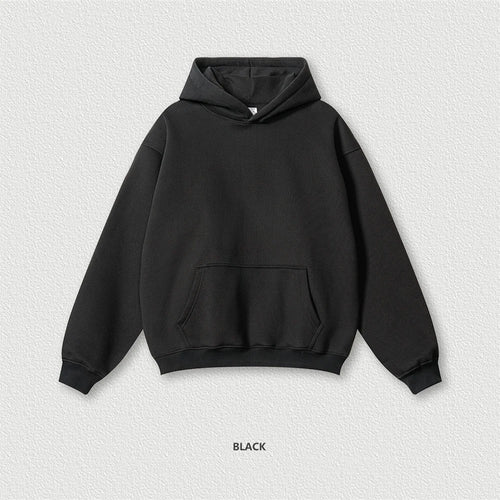 Obsidian Phoenix Unisex Luxury Fleece Hoodie - 345gsm Relaxed-Fit Warm Solid Hooded Pullover