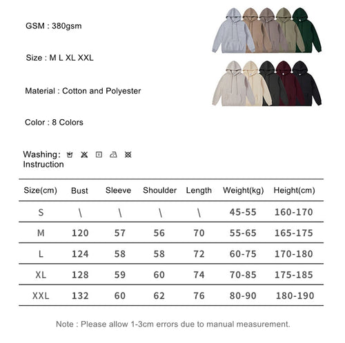 Obsidian Phoenix Luxury 380gsm Fleece Hoodie and Tracksuit Set - Unisex Thick Warm Solid Pullover